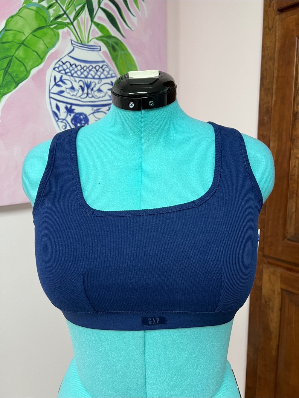 GAP Navy Ribbed Square-Neck Bralette